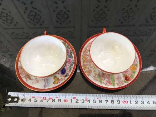 Early 1900s  Japanese Kutani Lithophane/Eggshell Porcelain Duos,  Kiln Marks on Base