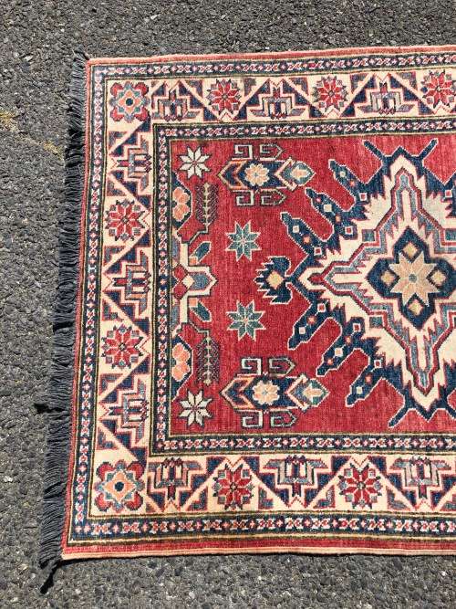 WOW !!! STUNNING PURE WOOL HAND KNOTTED KAZAK PERSIAN CARPET 1270 X 960mm