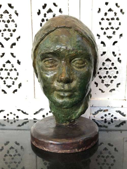 WOW !!! STUNNING HEAVY BRONZE SCULPTURE OF A WOMANS HEAD WEIGHING 8 Kg's - UNSIGNED