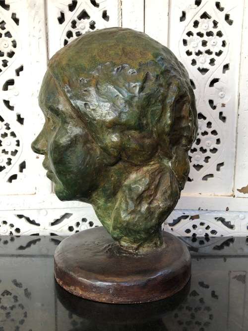 WOW !!! STUNNING HEAVY BRONZE SCULPTURE OF A WOMANS HEAD WEIGHING 8 Kg's - UNSIGNED