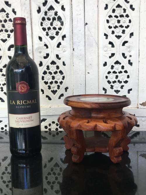 Vintage Chinese  Carved Wooden Stand with marble inlay. Perfect for any Display Bonzai or Vase