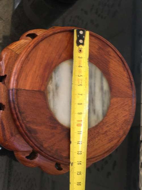 Vintage Chinese  Carved Wooden Stand with marble inlay. Perfect for any Display Bonzai or Vase