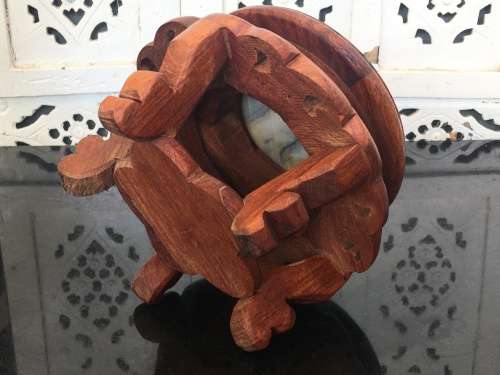 Vintage Chinese  Carved Wooden Stand with marble inlay. Perfect for any Display Bonzai or Vase