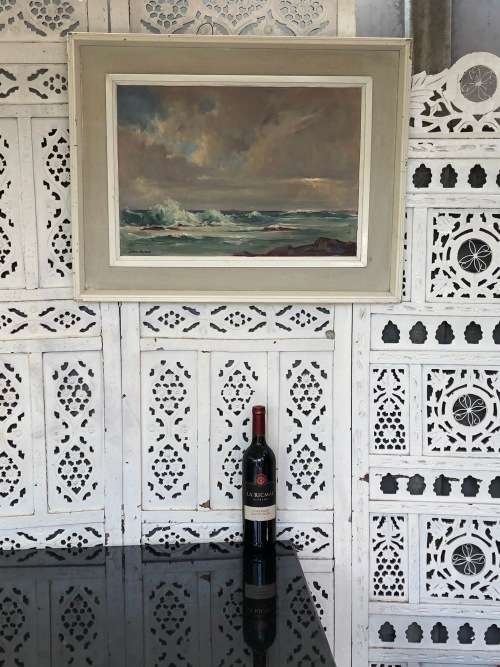 INVESTMENT ART !! JOHAN OLDERT (1912-1984)  FRAMED OIL ON BOARD - RARE SEASCAPE