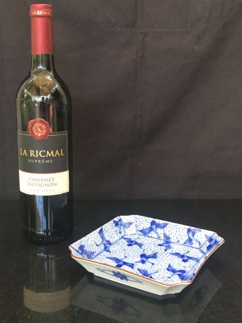 Beautiful Japanese Kozan Gama(Kiln ) Thousand Cranes high Gloss Scalloped Porcelain Dish