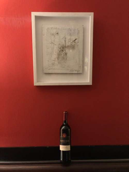 INVESTMENT ART !! SALOME HOLLOWAY (1964 - SA 20th CENTURY) FRAMED MIXED MEDIA ON BOARD - "RAW WORKS"