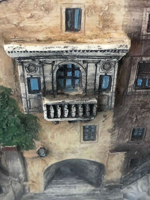 WOW !!! AMAZING DETAILED FRAMED 3D HAND PAINTED CERAMIC TILE OF VENETIAN STREET