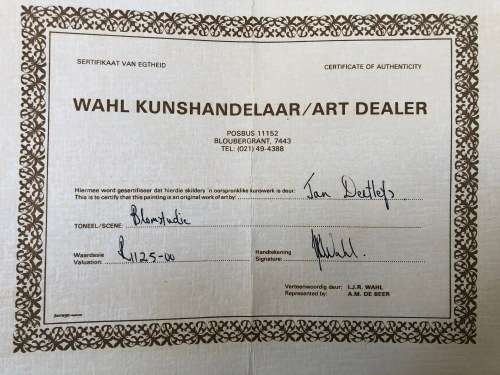 JAN DEETLEFS (SA 20th CENTURY) BEAUTIFUL OIL ON BOARD STILL LIFE PAINTING WITH COA