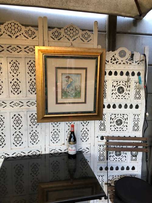 INVESTMENT ART !!! ESTE MOSTERT (1959- ) STUNNING FRAMED PASTEL ON PAPER - GIRL PICKING FLOWERS