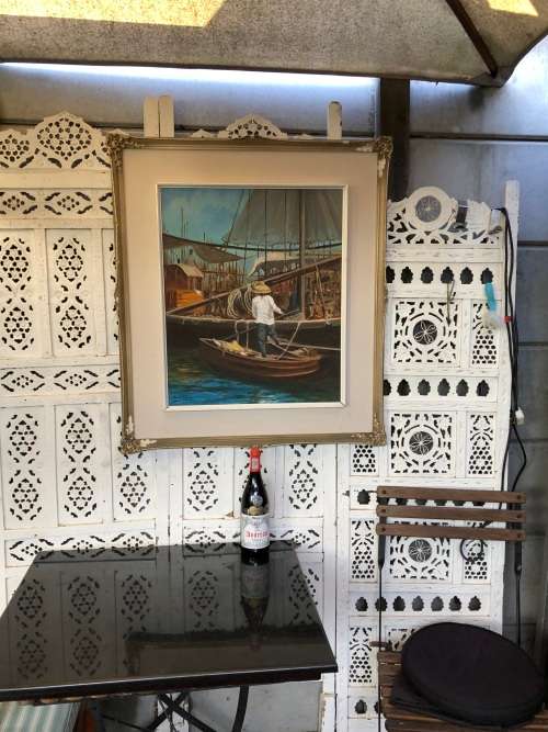 INVESTMENT ART !!! BRIAN WILES (1923 - 1993 SA) OIL ON CANVAS FIXED TO BOARD - FISHERMAN