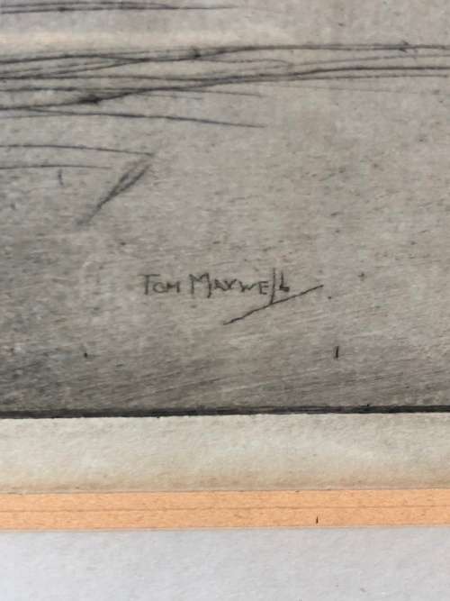 TOM MAXWELL (1874 - 1937) SCOTTISH ARTIST - FRAMED ETCHING -  SIGNED IN PENCIL