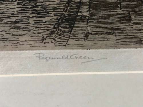 REGINALD GREEN (1884 - 1971) FRAMED ETCHING OF JOHN KNOX'S HOUSE EDINBURGH - ON EMBOSSED PAPER