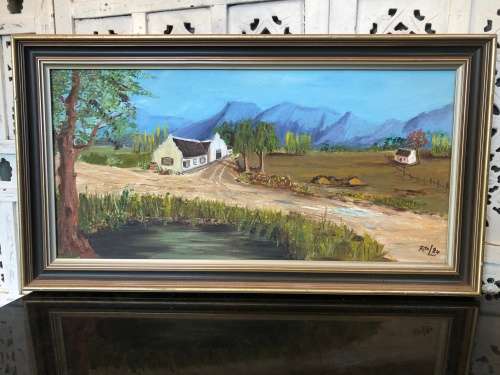 FANTASTIC FRAMED OIL ON BOARD COTTAGE SCENE DATED 1984 BY RITA L - UNKNOWN