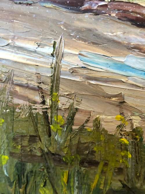 FANTASTIC FRAMED OIL ON BOARD COTTAGE SCENE DATED 1984 BY RITA L - UNKNOWN