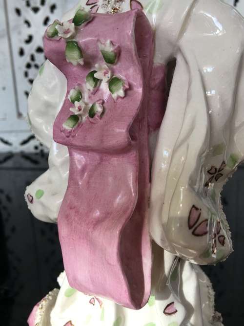 Beautiul Mid 1900s Porcelain Japanese Geisha Pink Kimono Asian Figurine By Kathi Urback