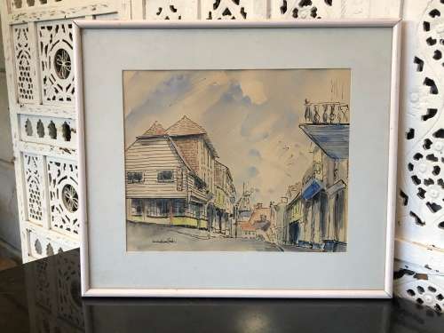 RICHARD WOODFORD ( UK 20th CENTURY) PERSONALISED FRAMED WATERCOLOR