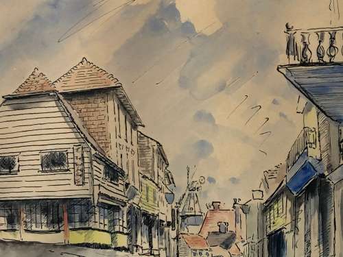 RICHARD WOODFORD ( UK 20th CENTURY) PERSONALISED FRAMED WATERCOLOR