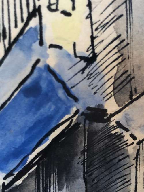 RICHARD WOODFORD ( UK 20th CENTURY) PERSONALISED FRAMED WATERCOLOR