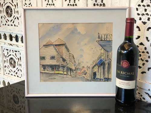 RICHARD WOODFORD ( UK 20th CENTURY) PERSONALISED FRAMED WATERCOLOR