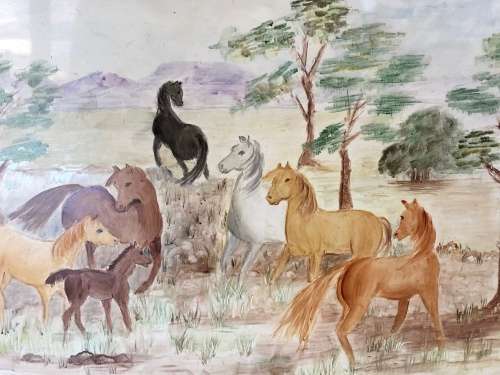 WOW !!! AMAZING HAND PAINTED HEAVY CERAMIC TILE - SIGNED RITA LAWRENCE