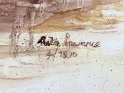 WOW !!! AMAZING HAND PAINTED HEAVY CERAMIC TILE - SIGNED RITA LAWRENCE