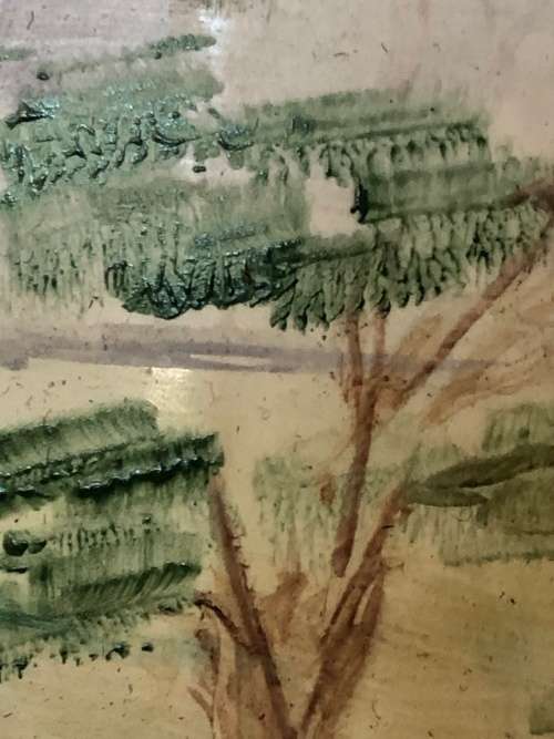 WOW !!! AMAZING HAND PAINTED HEAVY CERAMIC TILE - SIGNED RITA LAWRENCE