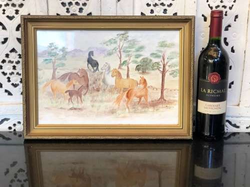 WOW !!! AMAZING HAND PAINTED HEAVY CERAMIC TILE - SIGNED RITA LAWRENCE