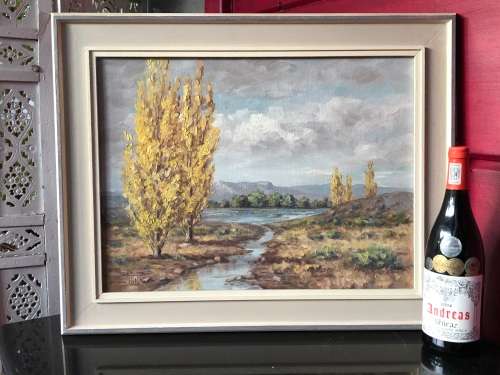 INVESTMENT ART !!! GORDON HILL (SA 20th CENTURY) FRAMED OIL ON BOARD LANDSCAPE - BEAUTIFUL PAINTING