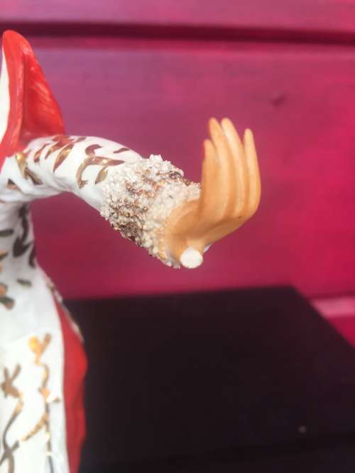 Beautiful Vintage 1940s Porcelain  Eastern Dancing Red & White  & Gold Figurines By Kathi Urback