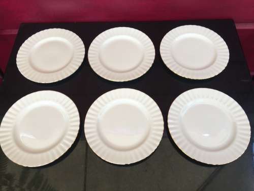 Set of 6 Classic Gold & White Val'd'Or Royal Albert Bone China England, Porcelain 20cm Plates