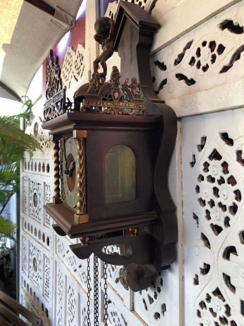 WOW !!! STUNNING VINTAGE DUTCH WARMINK WUBA WEIGHT DRIVEN WALL CLOCK - WORKING 100%