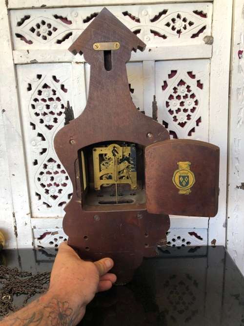 WOW !!! STUNNING VINTAGE DUTCH WARMINK WUBA WEIGHT DRIVEN WALL CLOCK - WORKING 100%