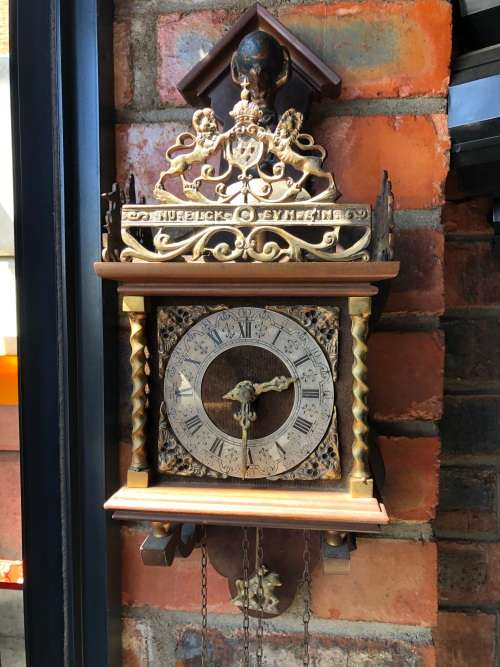 WOW !!! STUNNING VINTAGE DUTCH WARMINK WUBA WEIGHT DRIVEN WALL CLOCK - WORKING 100%