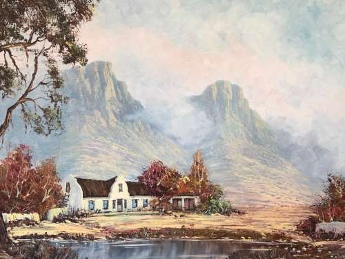 INVESTMENT ART !!! HENRI DU RANDT (SA 20th C) HUGE FRAMED OIL ON BOARD LANDSCAPE - STUNNER