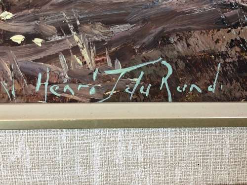 INVESTMENT ART !!! HENRI DU RANDT (SA 20th C) HUGE FRAMED OIL ON BOARD LANDSCAPE - STUNNER