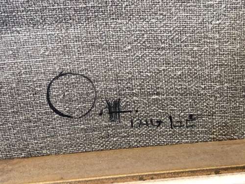 BEAUTIFUL DECOR ART !!!! FRAMED OIL ON CANVAS IN A LEATHER CLAD FRAME - SIGNED BY THE ARTIST