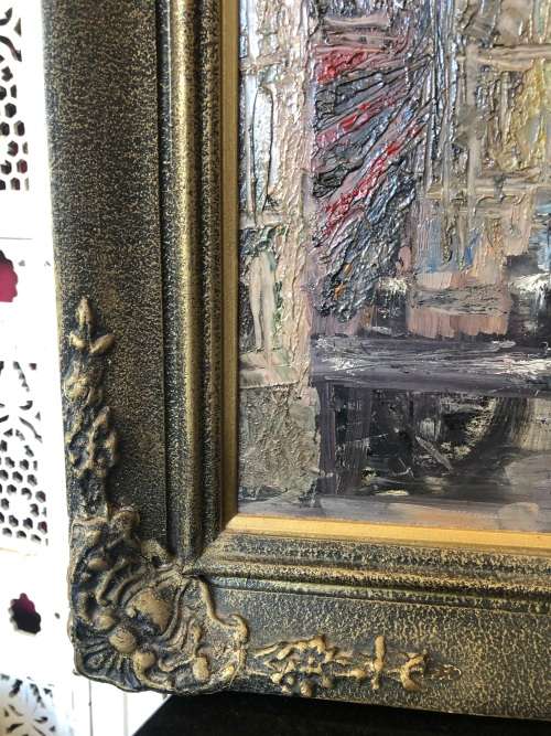 INVESTMENT ART !!! FRANK DOUGLAS (SA 1907 - 1975) - AMAZING FRAMED OIL ON BOARD INTERIOR SCENE