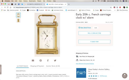 DUVEDREY & BLOQUEL BRASS FRENCH ALARM CARRIAGE CLOCK IN THE ORIGINAL CASE WITH KEY WORKING 100%