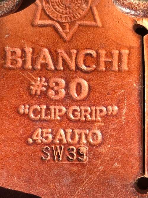 WOW !! GENUINE THICK LEATHER BIANCHI #30 CLIP GRIP FOR .45 AUTO - CLEARLY MARKED