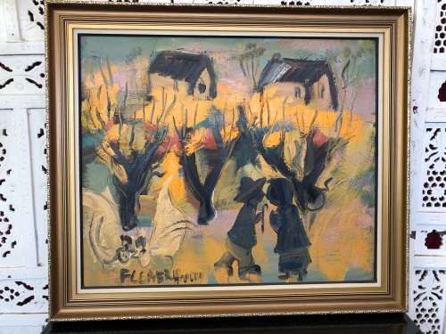 For J.J Vos Only  FRANS CLAERHOUT (SA 1919 - 2006) - FRAMED ORIGINAL LARGE OIL ON BOARD -