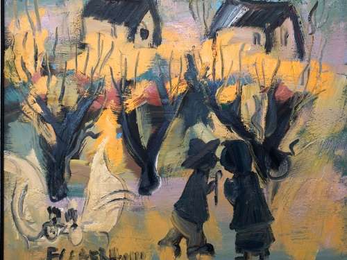 For J.J Vos Only  FRANS CLAERHOUT (SA 1919 - 2006) - FRAMED ORIGINAL LARGE OIL ON BOARD -