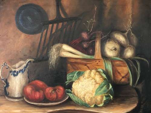 INVESTMENT ART !! R.R. WRIGHT 19th CENTURY ARTIST - FRAMED OIL ON CANVAS STILL LIFE - DATED 1904