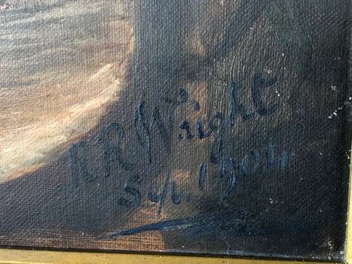 INVESTMENT ART !! R.R. WRIGHT 19th CENTURY ARTIST - FRAMED OIL ON CANVAS STILL LIFE - DATED 1904