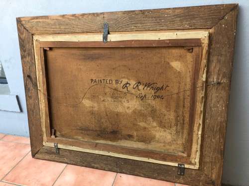 INVESTMENT ART !! R.R. WRIGHT 19th CENTURY ARTIST - FRAMED OIL ON CANVAS STILL LIFE - DATED 1904