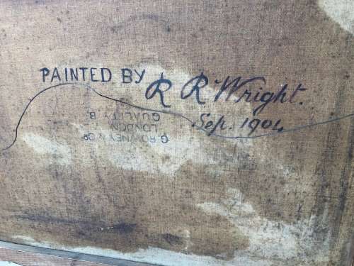 INVESTMENT ART !! R.R. WRIGHT 19th CENTURY ARTIST - FRAMED OIL ON CANVAS STILL LIFE - DATED 1904