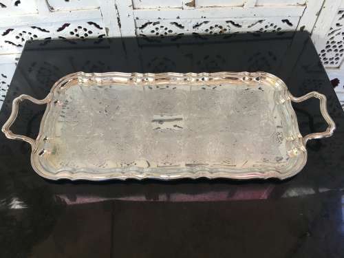 WOW !!! DETAILED LARGE TRAY BY BIRKS CANADA PRIMROSE PLATE E.P. COPPER B.M MOUNTS 082