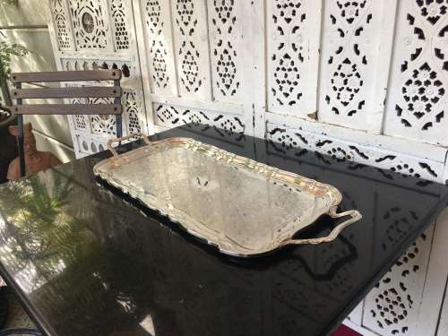 WOW !!! DETAILED LARGE TRAY BY BIRKS CANADA PRIMROSE PLATE E.P. COPPER B.M MOUNTS 082