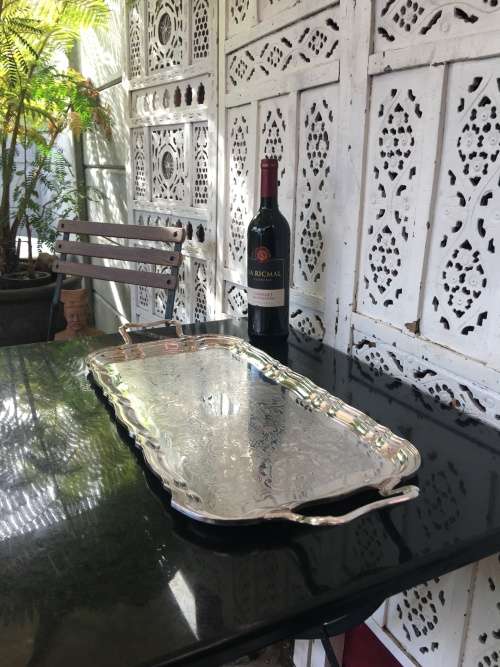 WOW !!! DETAILED LARGE TRAY BY BIRKS CANADA PRIMROSE PLATE E.P. COPPER B.M MOUNTS 082