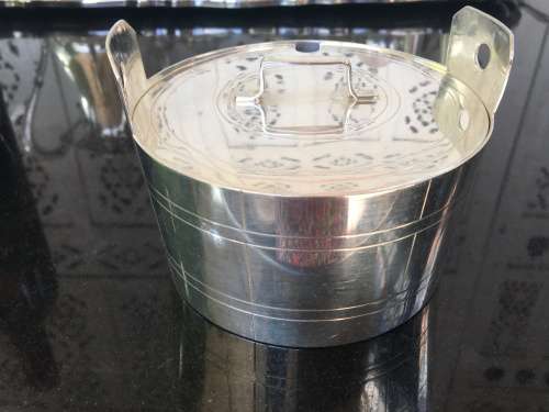 WOW !!! CHRISTOFLE SILVER PLATED ART DECO BARREL SHAPED SUGAR BOWL
