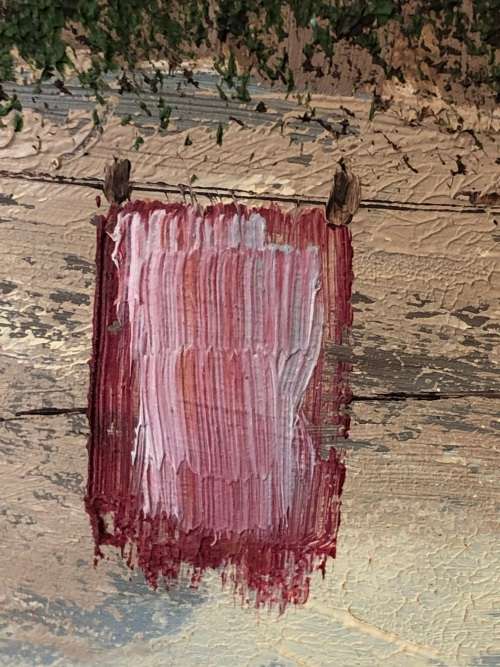 WOW !! UNSIGNED BUT STILL A STUNNING LITTLE FRAMED OIL ON BOARD OF BEACH COTTAGES